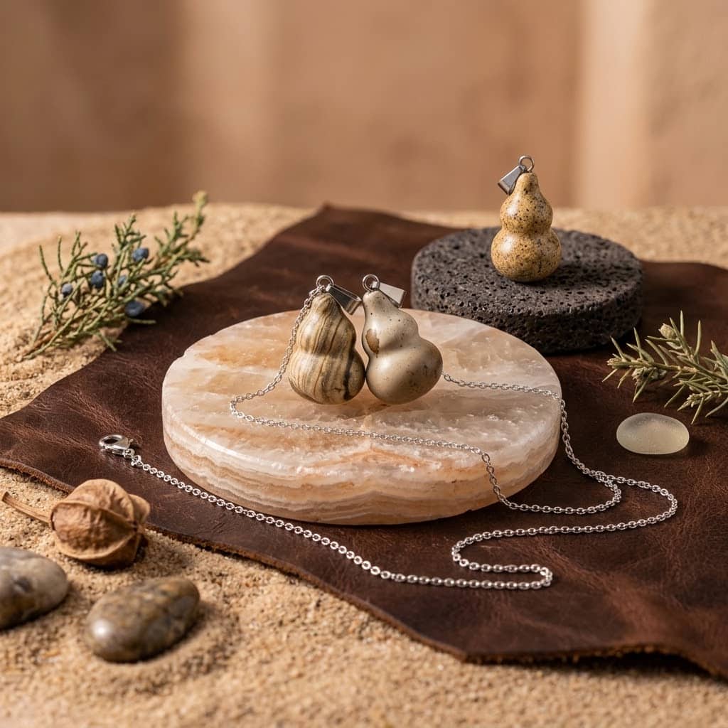 Odun Jasper Kolye Odun Jasper doğal taş kolye kahverengi desenli
