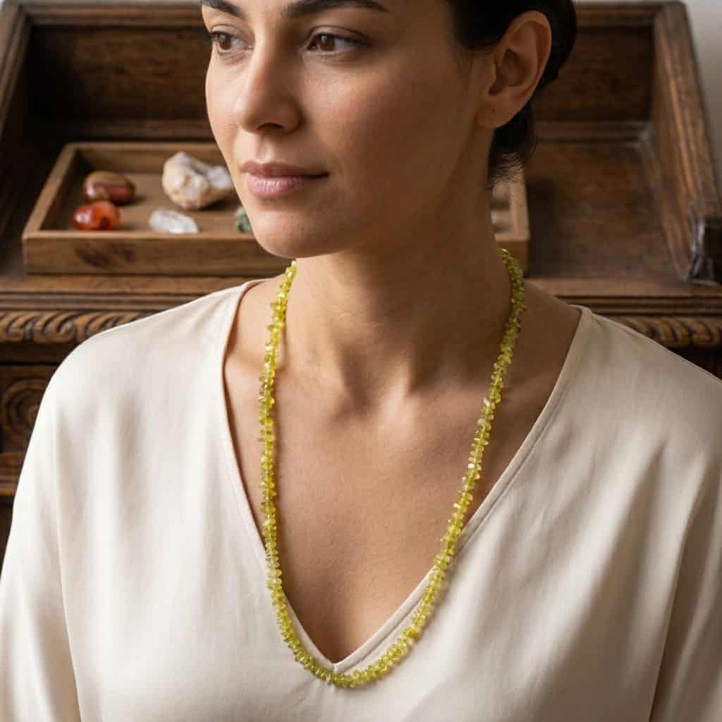 Sarı Olivin Kolye – Güneş Işığı Kırık Doğal Taş sarı olivin kolye