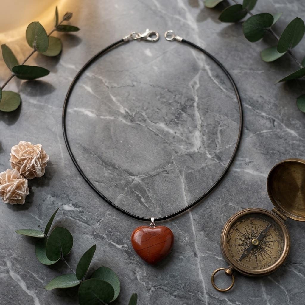 Kırmızı Jasper Kalp Kolye – Aşk kırmızı jasper kalp kolye