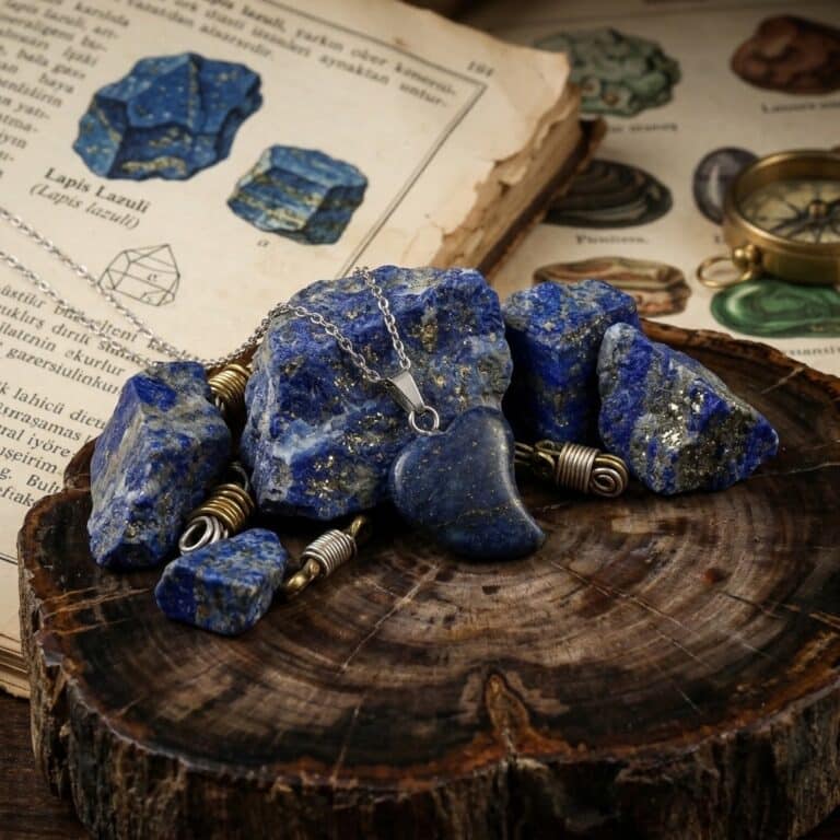 Lacivert lapis lazuli doğal taş kolye